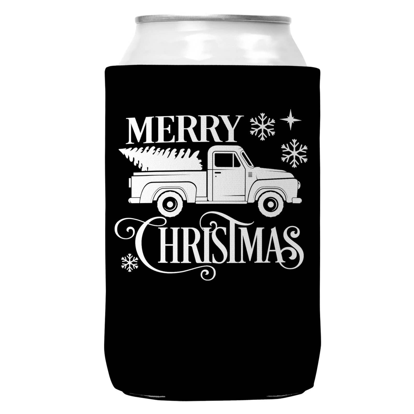 Merry Christmas Truck Christmas Can Coozie Cooler 12oz Cans