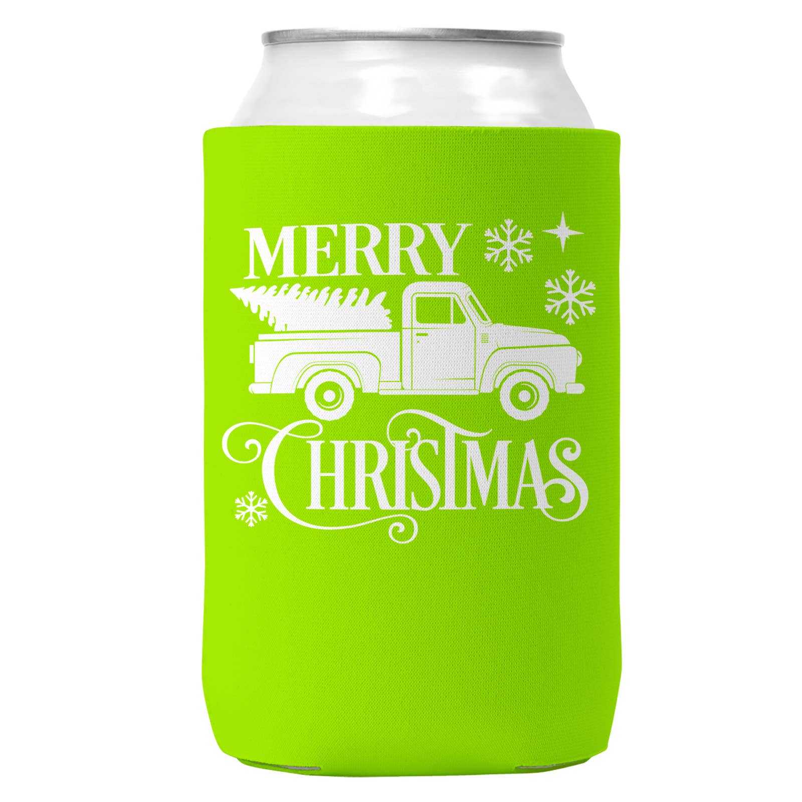 Merry Christmas Truck Christmas Can Coozie Cooler 12oz Cans