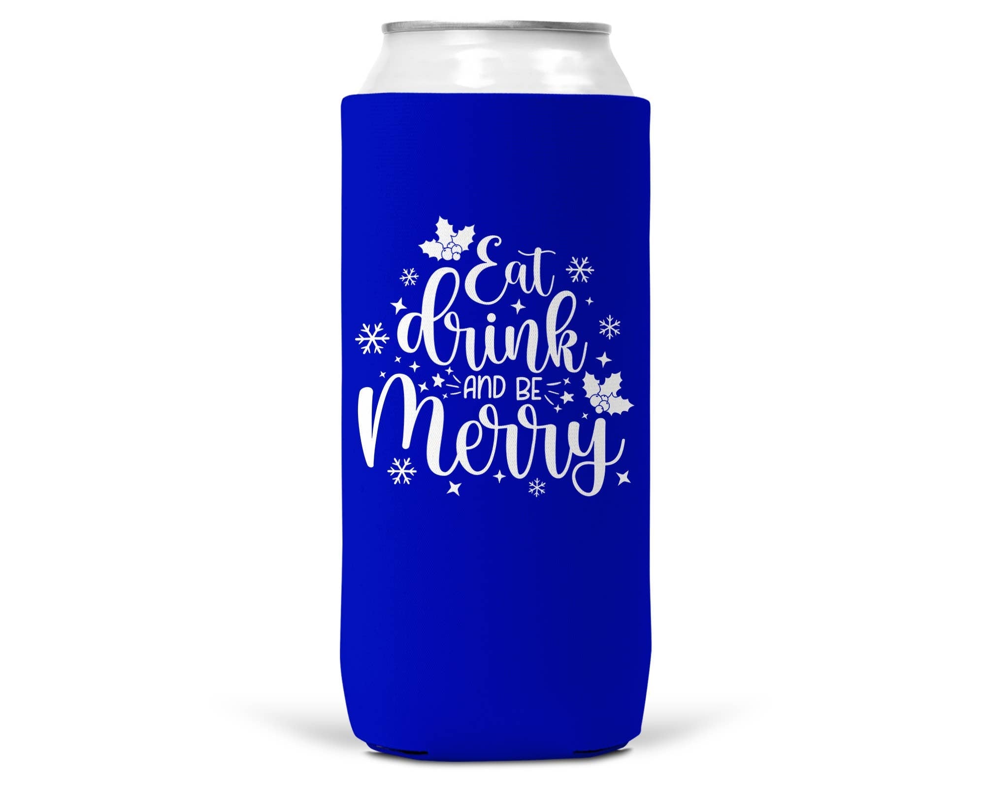 Eat Drink Be Merry Christmas SLIM CAN Coozie 12oz Slim Can