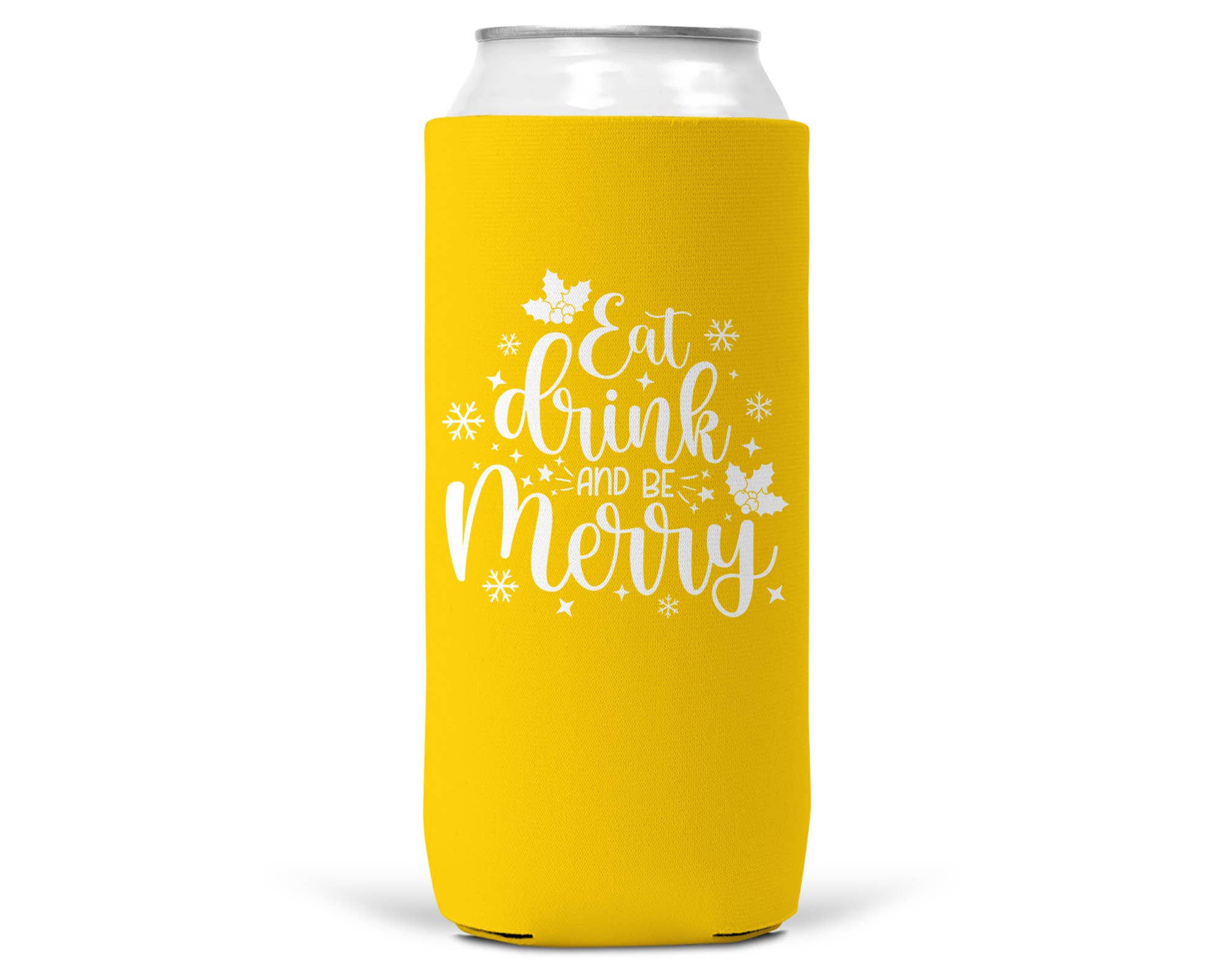 Eat Drink Be Merry Christmas SLIM CAN Coozie 12oz Slim Can