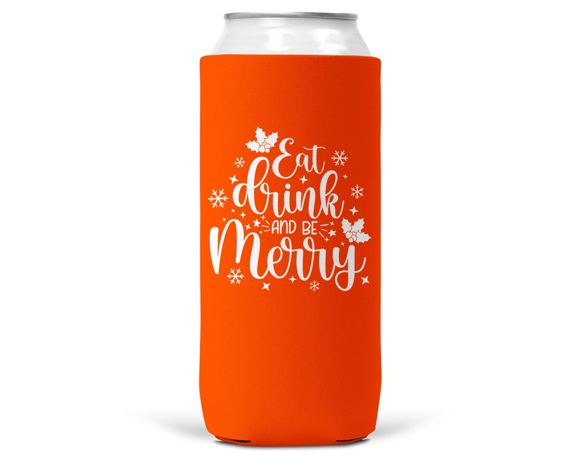 Eat Drink Be Merry Christmas SLIM CAN Coozie 12oz Slim Can