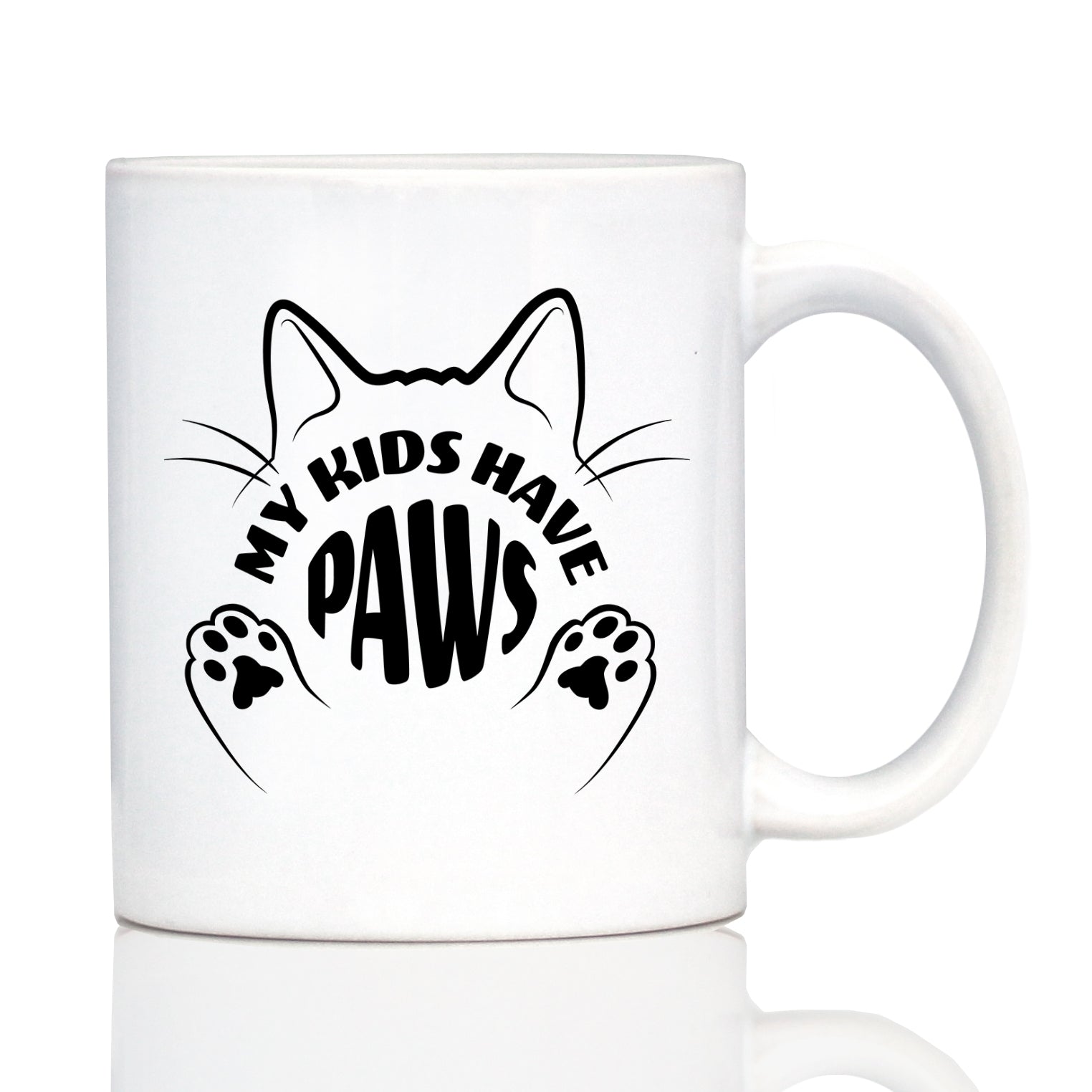 Kids Have Paws Cat Coffee Mug Gifts for Cat People White Ceramic Coffee Cup