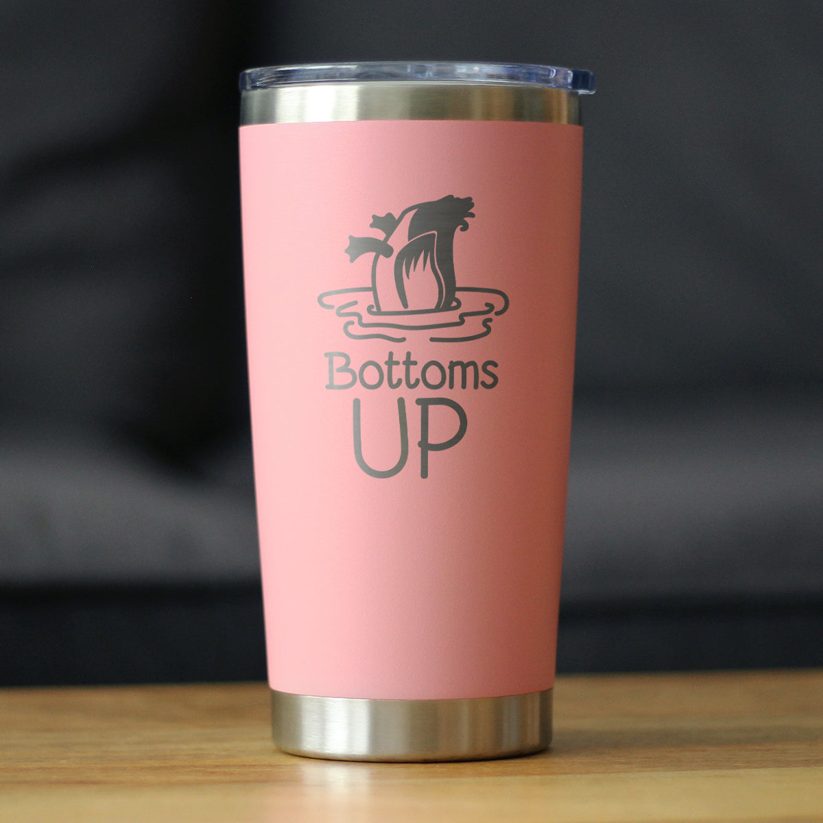 Bottoms Up - Insulated Coffee Tumbler Cup with Sliding Lid - Stainless Steel Travel Mug - Funny Duck Gifts for Women and Men