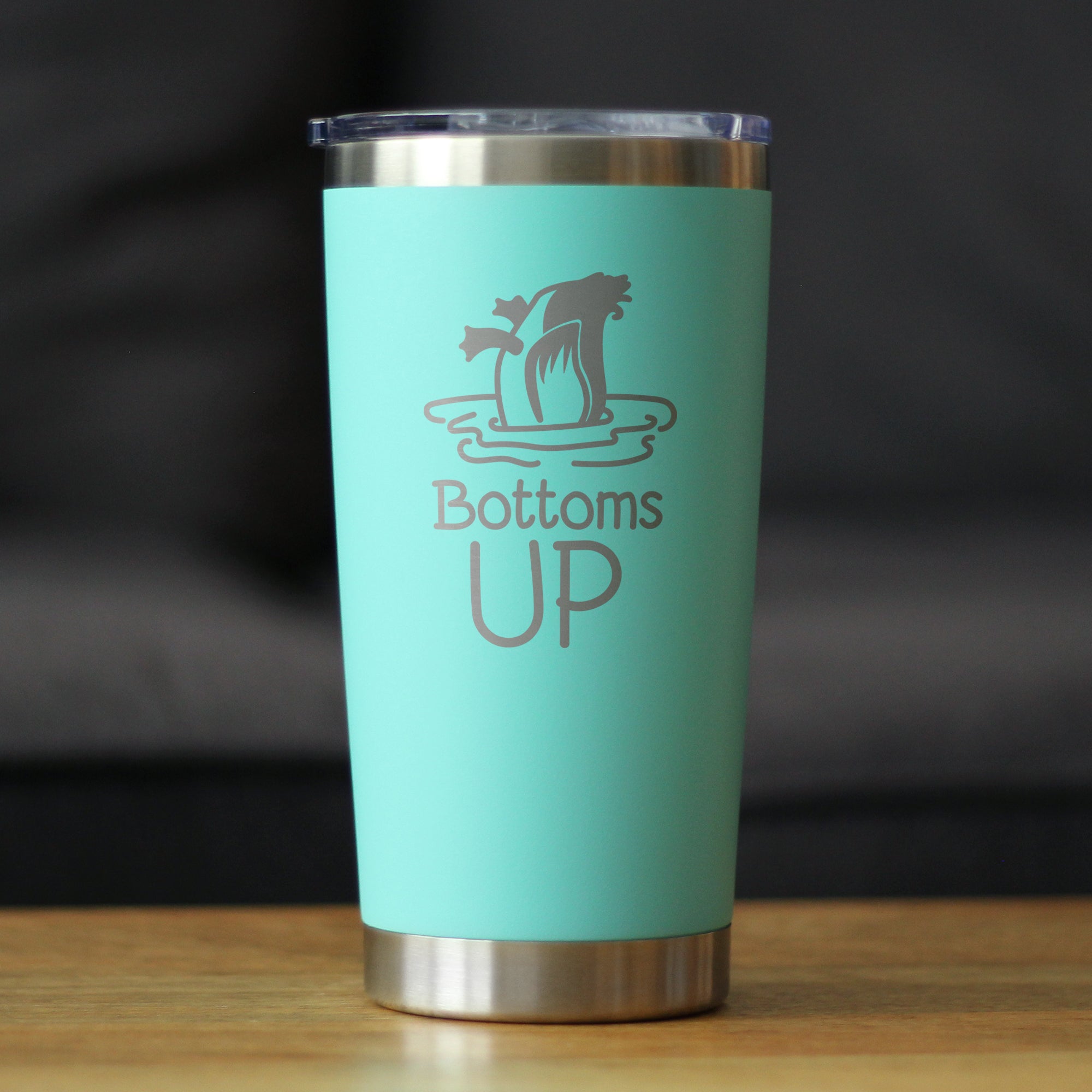 Bottoms Up - Insulated Coffee Tumbler Cup with Sliding Lid - Stainless Steel Travel Mug - Funny Duck Gifts for Women and Men