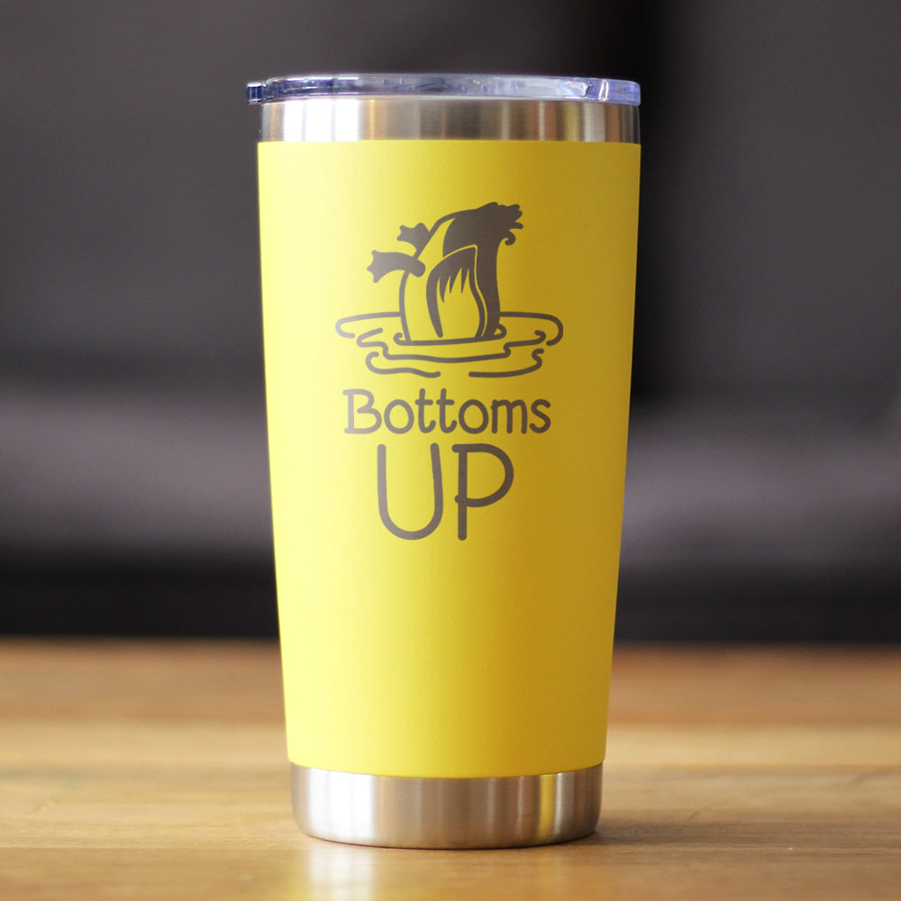 Bottoms Up - Insulated Coffee Tumbler Cup with Sliding Lid - Stainless Steel Travel Mug - Funny Duck Gifts for Women and Men