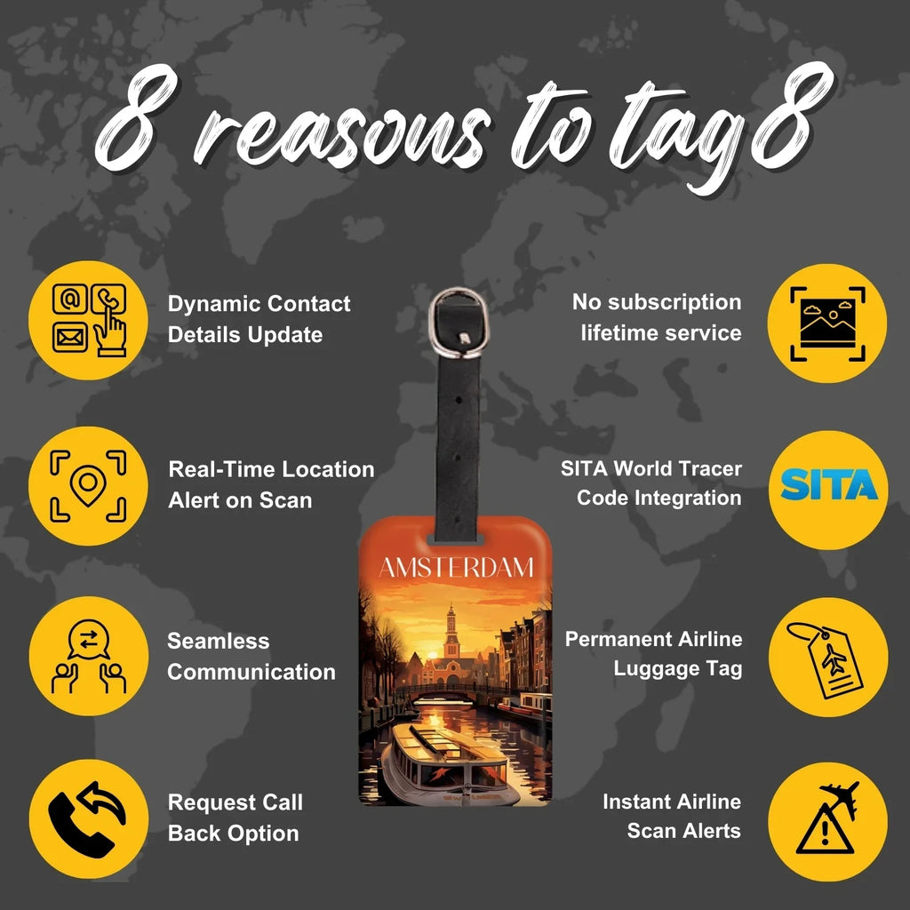 Smart Bag Security Tag - Amsterdam [Pack 2]