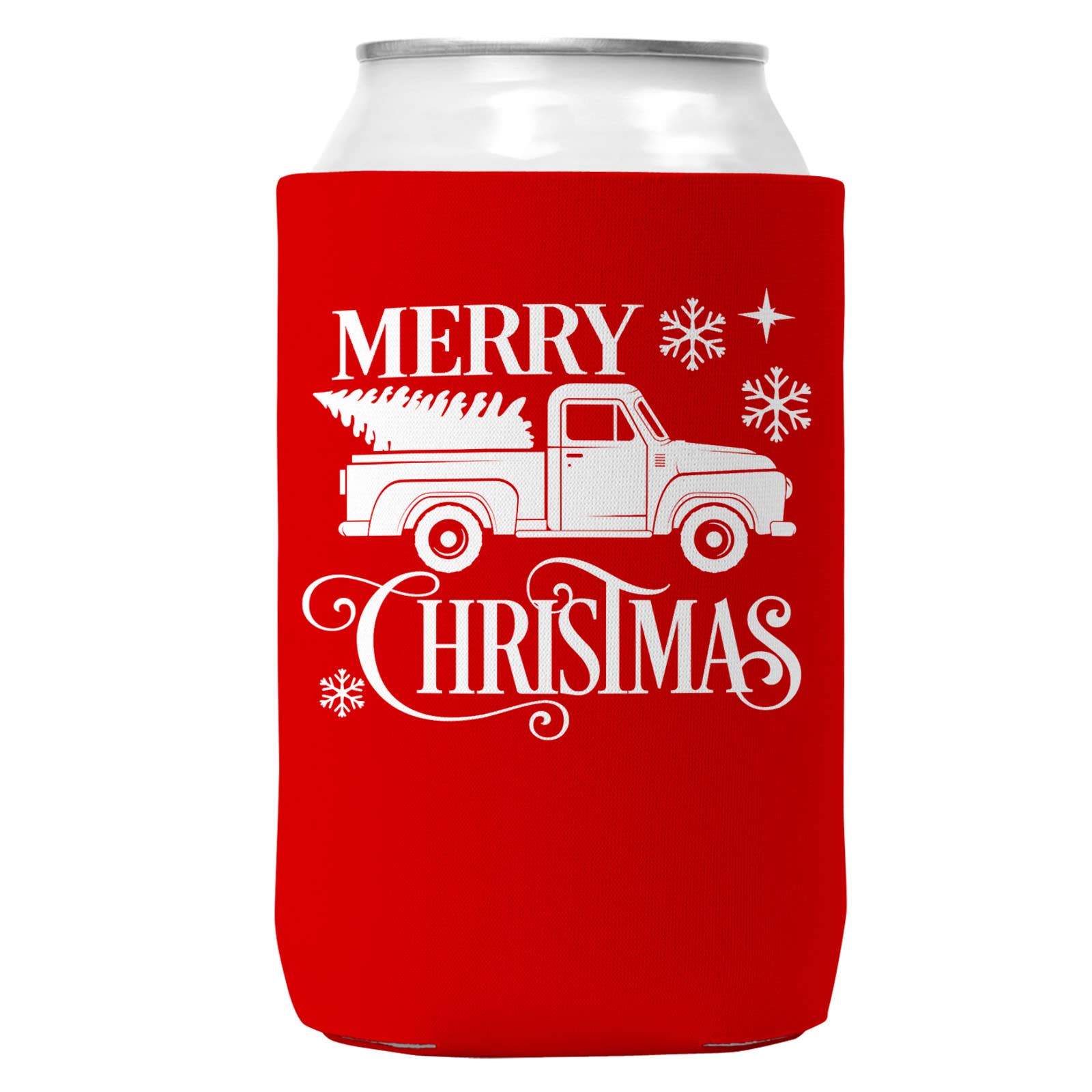 Merry Christmas Truck Christmas Can Coozie Cooler 12oz Cans