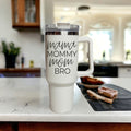 40oz Insulated Travel Mug With Handle Lid Straw - Mommy Bro Stainless Tumbler