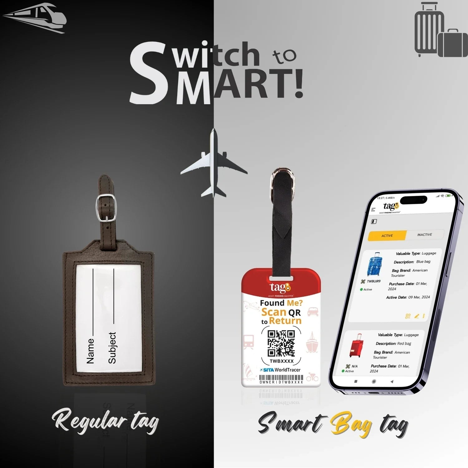 Smart Bag Security Tag - China Flag [Pack 2]