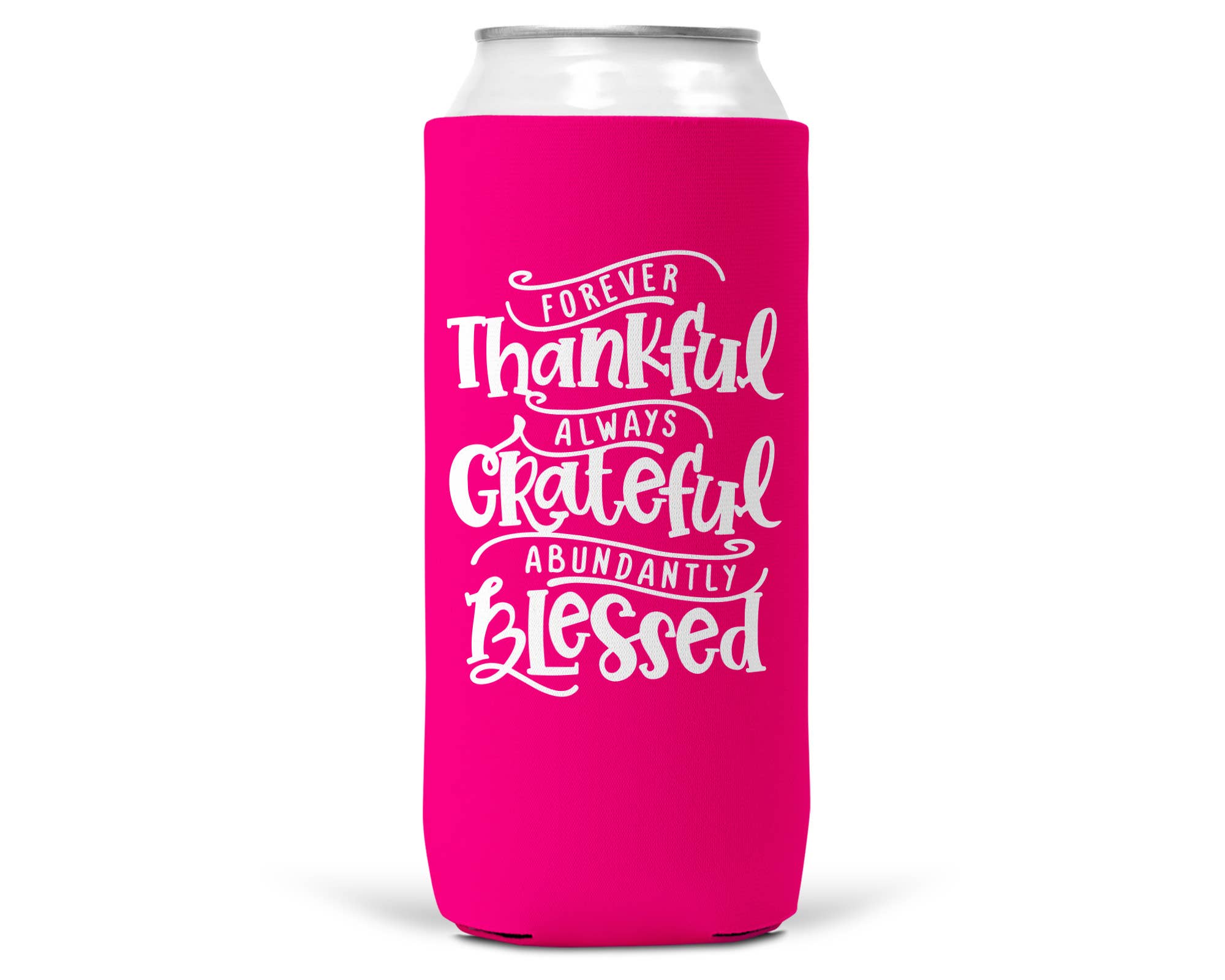 Thankful Grateful Blessed SLIM CAN Coozie / Koozie 12 Oz Can