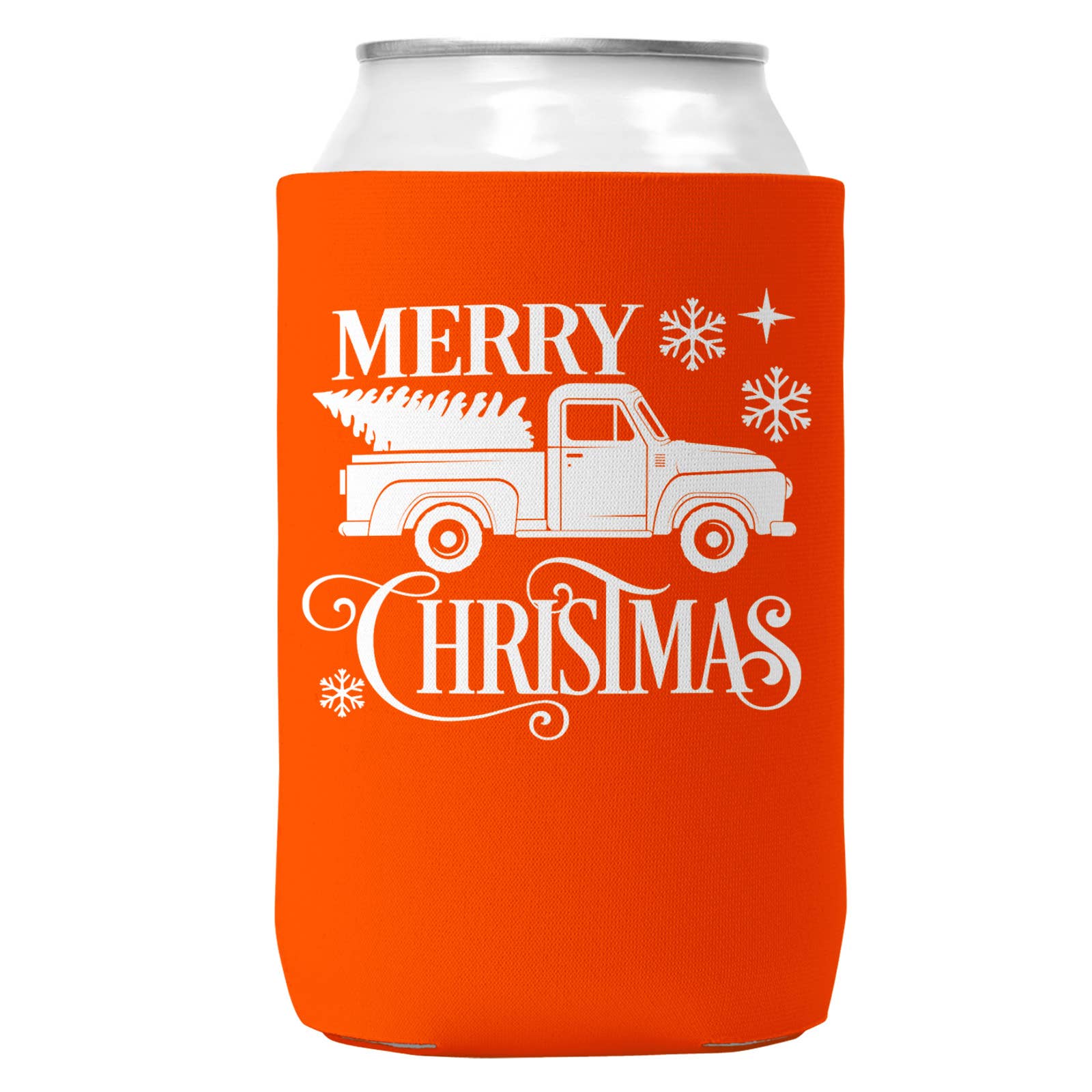 Merry Christmas Truck Christmas Can Coozie Cooler 12oz Cans