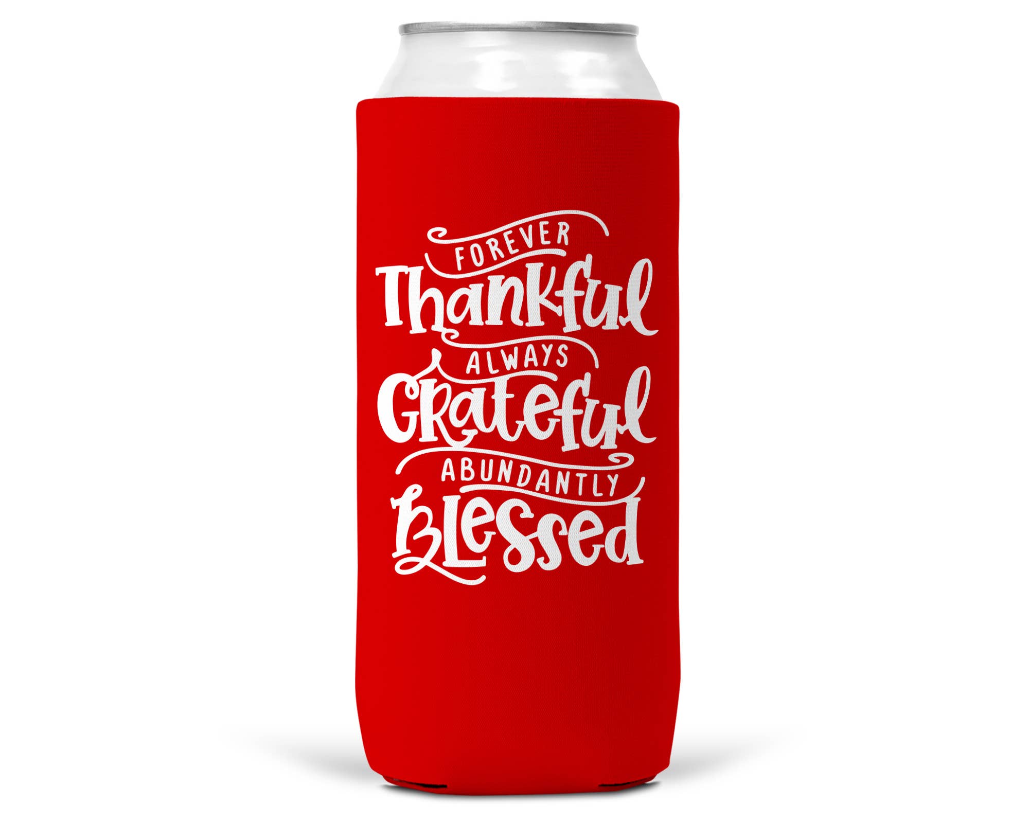 Thankful Grateful Blessed SLIM CAN Coozie / Koozie 12 Oz Can