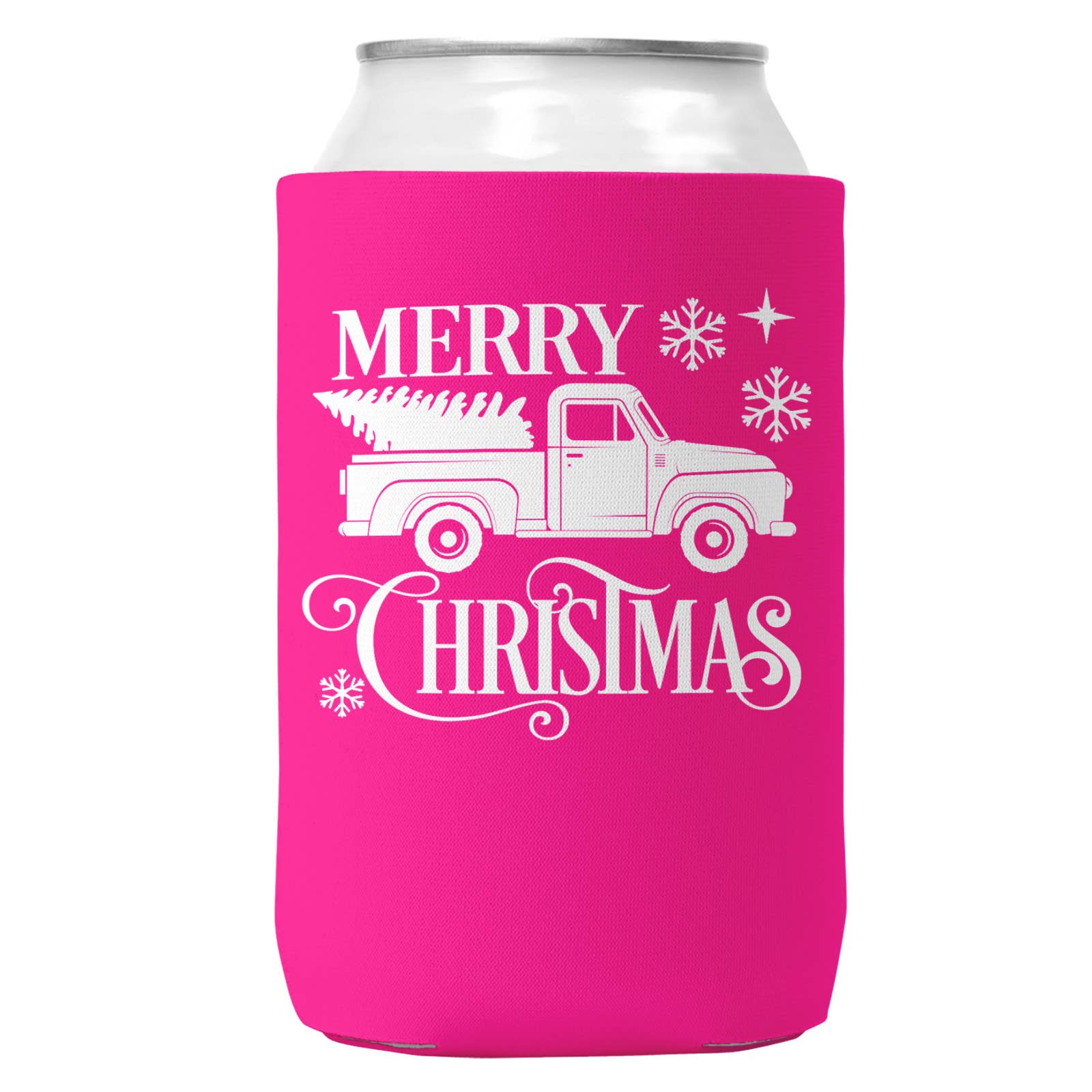 Merry Christmas Truck Christmas Can Coozie Cooler 12oz Cans