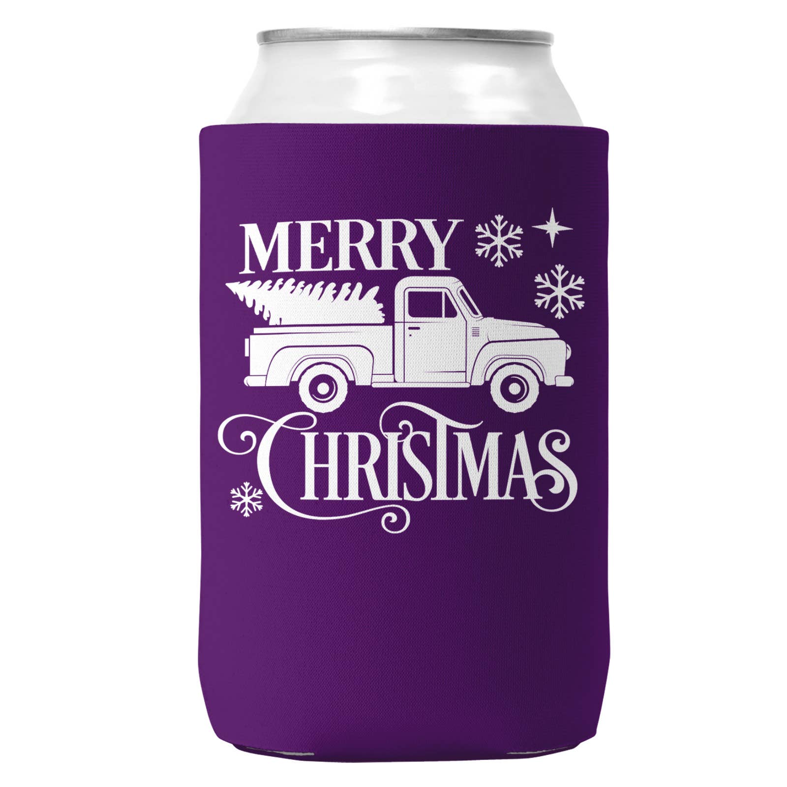 Merry Christmas Truck Christmas Can Coozie Cooler 12oz Cans
