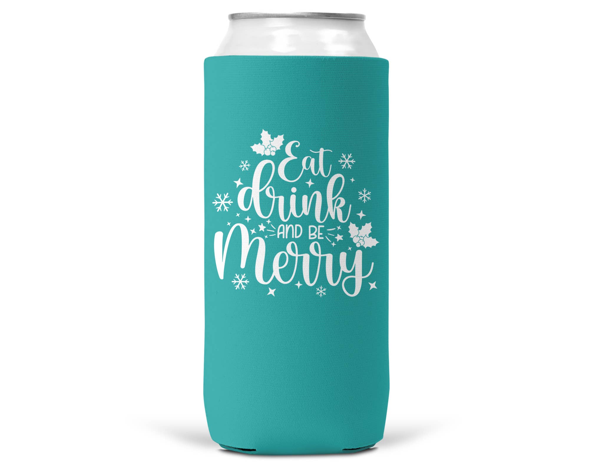 Eat Drink Be Merry Christmas SLIM CAN Coozie 12oz Slim Can
