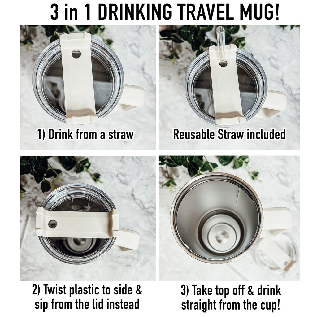 40oz Insulated Travel Mug With Handle Lid Straw - Mommy Bro Stainless Tumbler