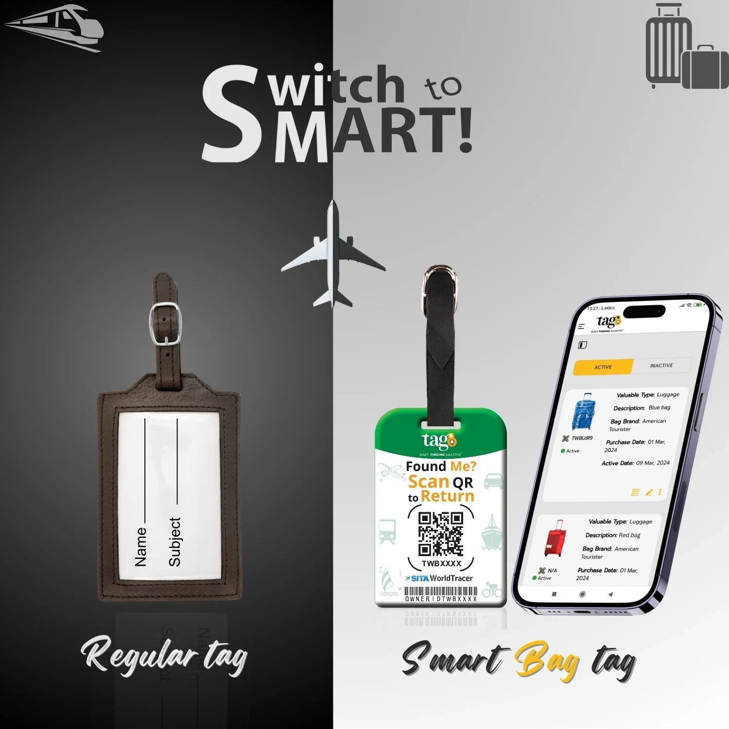 Smart Bag Security Tag - Wales Flag [Pack 2]